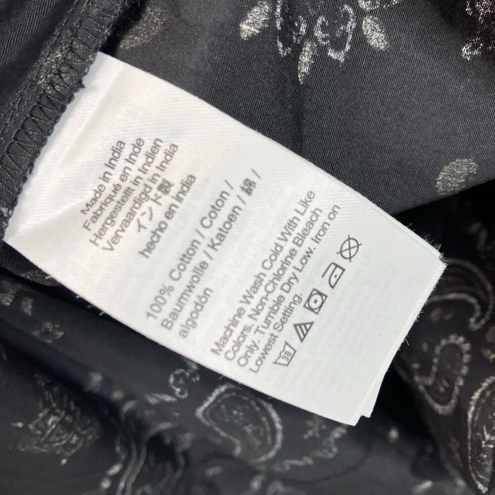 J Crew Cosmo Pants SP Petite S Black Bandana Paisley Print Wide Leg CS470